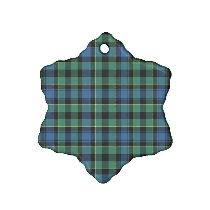 Scottish Mouat Clan Tartan Ceramic Ornament Snow Flake Shape Tartan Plaid