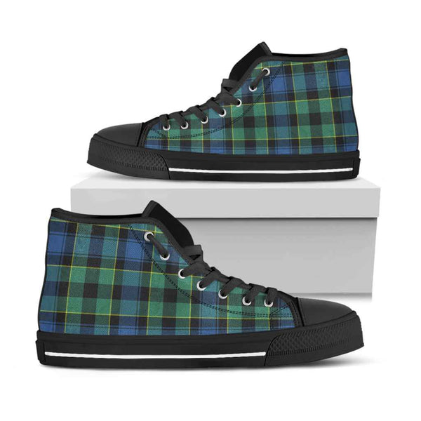 Scottish Mouat Clan Tartan High Top Shoes Black Sole Tartan Plaid
