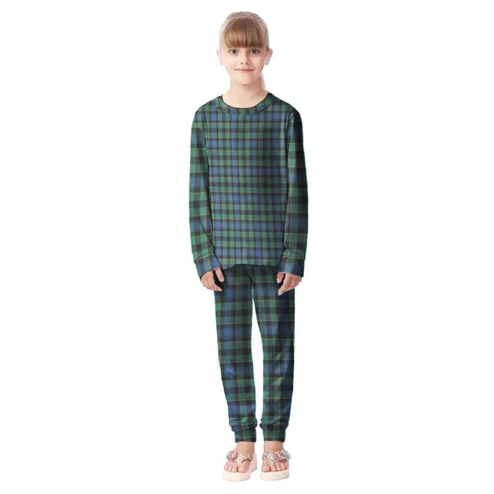 Scottish Mouat Clan Tartan Pajama Set Kid Front Side Tartan Plaid