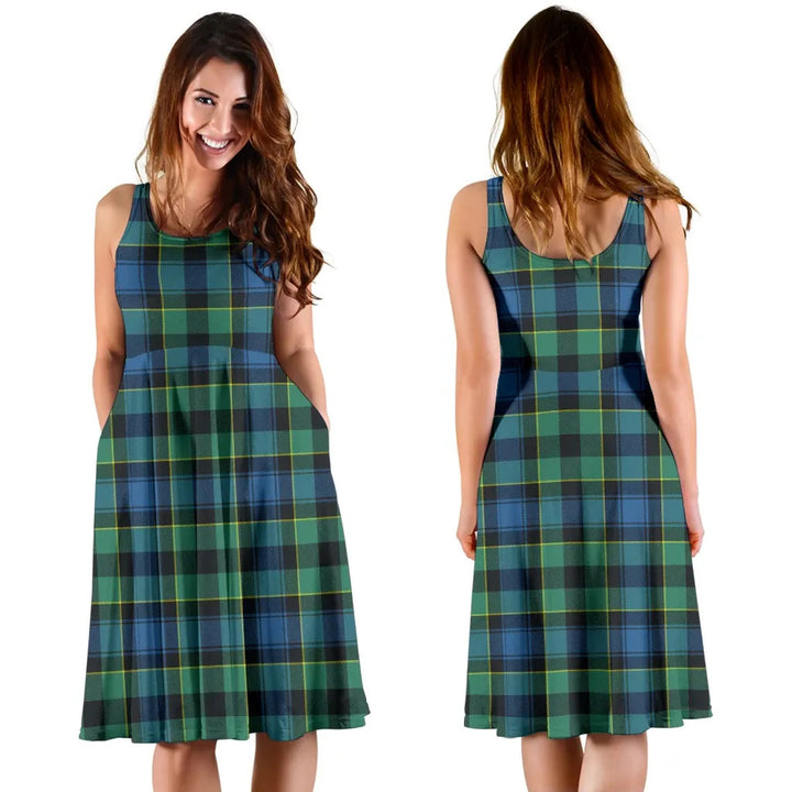 Scottish Mouat Clan Tartan Women Midi Dress