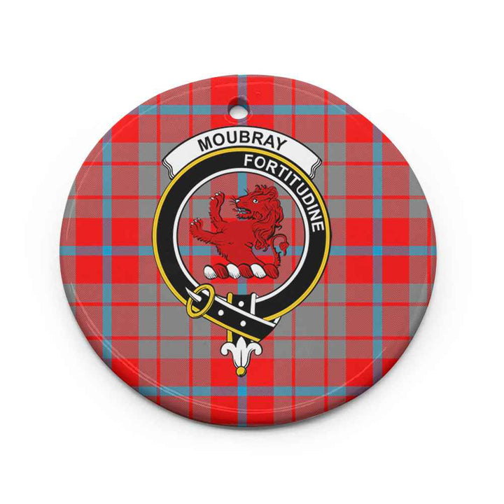Scottish Moubray Clan Crest Tartan Ceramic Ornament Circle Shape Tartan Plaid