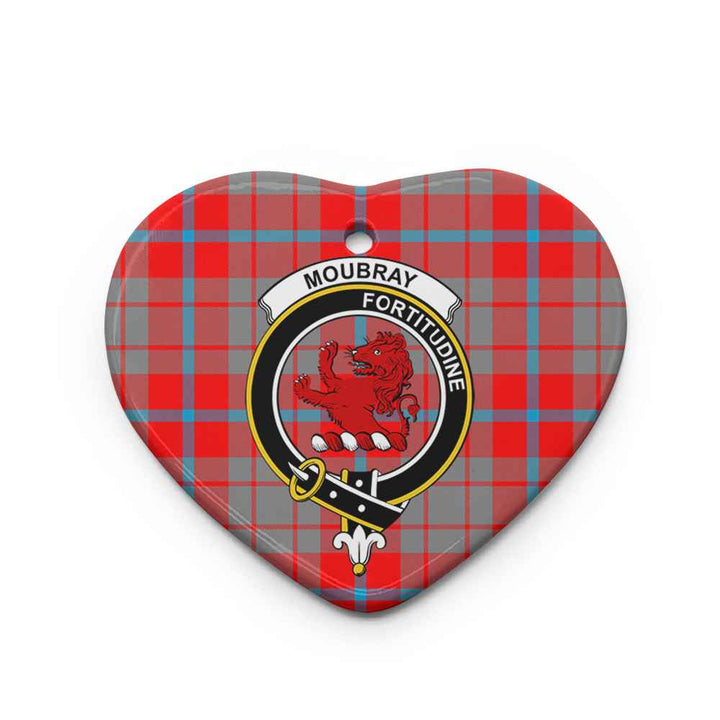 Scottish Moubray Clan Crest Tartan Ceramic Ornament Heart Shape Tartan Plaid