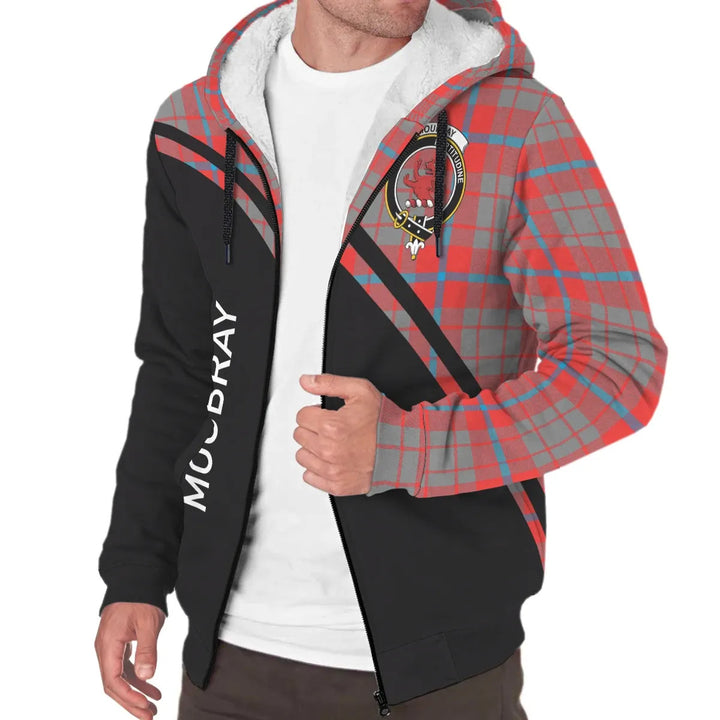 Scottish Moubray Clan Crest Tartan Curve Sherpa Hoodie