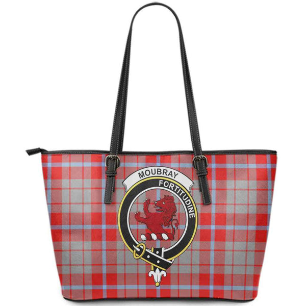 Scottish Moubray Clan Crest Tartan Leather Tote Tartan Plaid