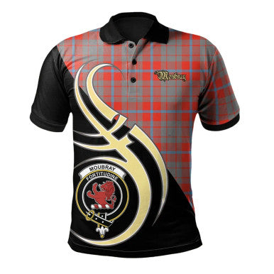 Scottish Moubray Clan Crest Tartan Polo Shirt Believe in Me Front Side Tartan Plaid