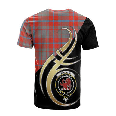 Scottish Moubray Clan Crest Tartan T-Shirt Believe in Me Back Side Tartan Plaid