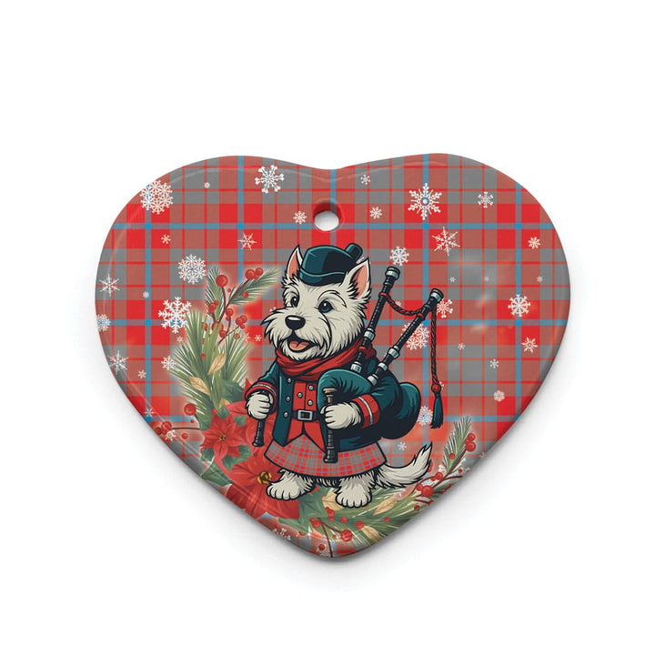 Scottish Moubray Clan Tartan Ceramic Ornament Cute Scottish Terrier Dog Heart Style Tartan Plaid