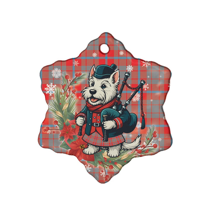 Scottish Moubray Clan Tartan Ceramic Ornament Cute Scottish Terrier Dog Snow Flake Style Tartan Plaid