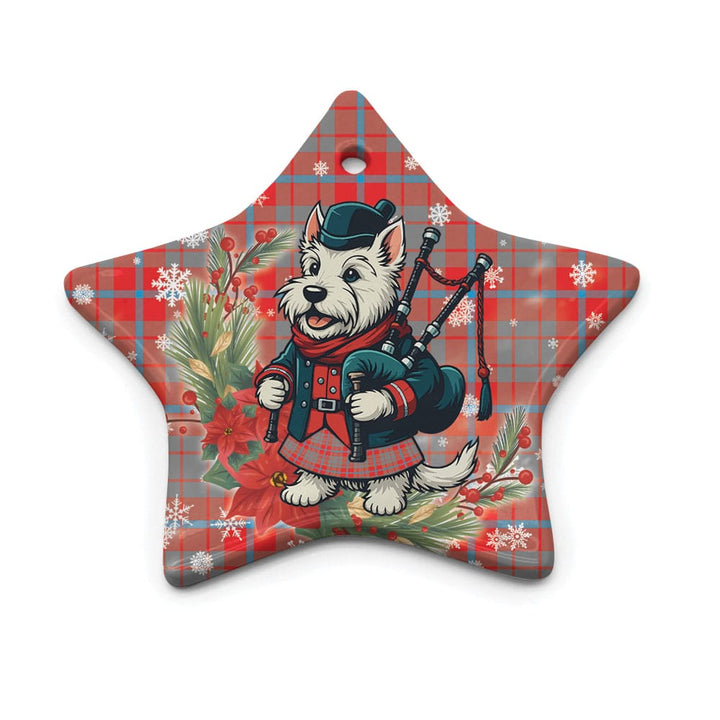 Scottish Moubray Clan Tartan Ceramic Ornament Cute Scottish Terrier Dog Star Style Tartan Plaid