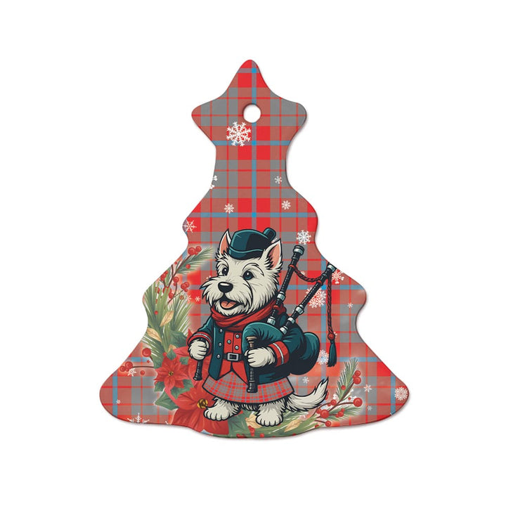 Scottish Moubray Clan Tartan Ceramic Ornament Cute Scottish Terrier Dog Tree Style Tartan Plaid