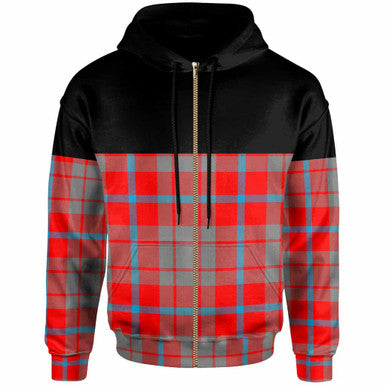 Scottish Moubray Clan Tartan Hoodie - Horizontal Style Zip Tartan Plaid