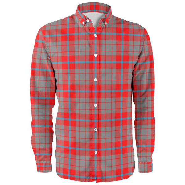 Scottish Moubray Clan Tartan Long Sleeve Shirt Front Side Tartan Plaid