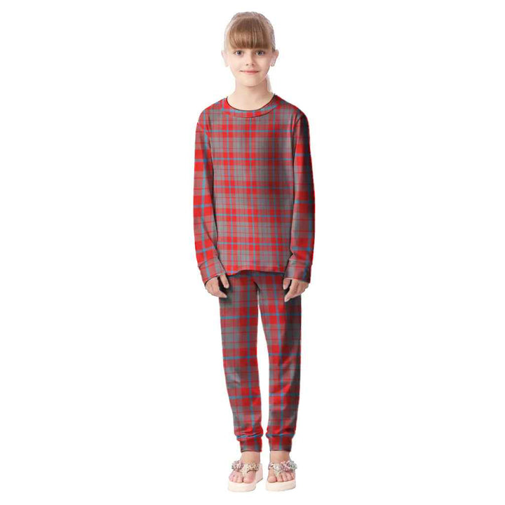Scottish Moubray Clan Tartan Pajama Set Kid Front Side Tartan Plaid