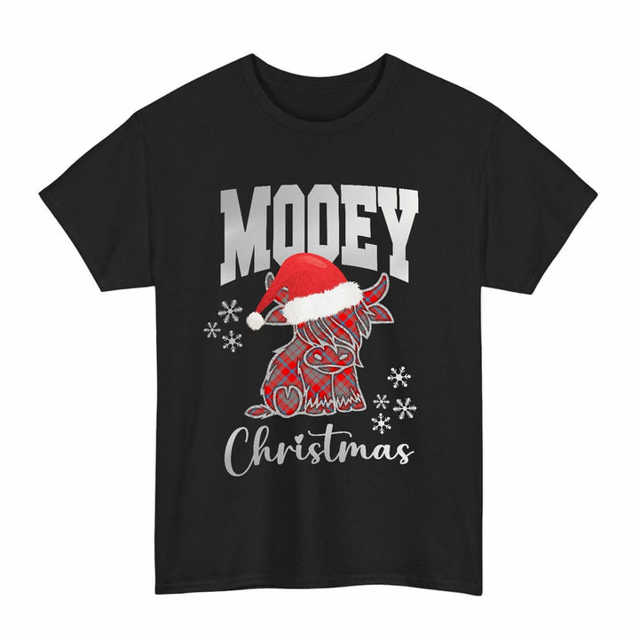 Scottish Moubray Clan Tartan T-Shirt - Mooey Christmas Tartan Plaid Black Color
