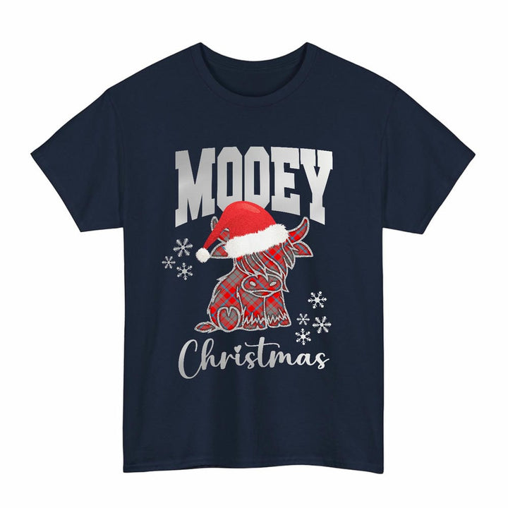 Scottish Moubray Clan Tartan T-Shirt - Mooey Christmas Tartan Plaid Navy Color