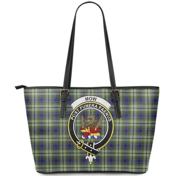 Scottish Mow Clan Crest Tartan Leather Tote Tartan Plaid