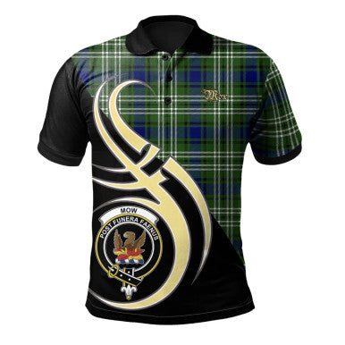 Scottish Mow Clan Crest Tartan Polo Shirt Believe in Me Front Side Tartan Plaid