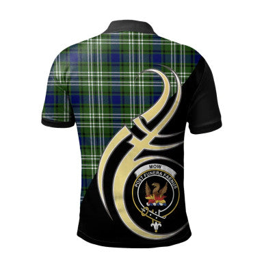 Scottish Mow Clan Crest Tartan Polo Shirt Believe in Me Back Side Tartan Plaid
