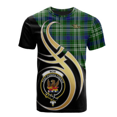 Scottish Mow Clan Crest Tartan T-Shirt Believe in Me Front Side Tartan Plaid