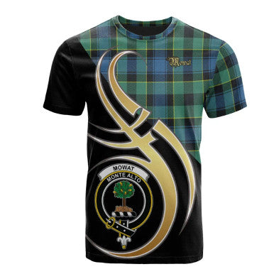 Scottish Mowat Clan Crest Tartan T-Shirt Believe in Me Front Side Tartan Plaid