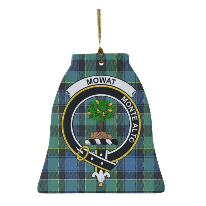 Scottish Mowat (of Inglistoun) Clan Crest Tartan Ceramic Ornament Bell Shape Tartan Plaid