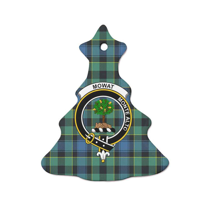 Scottish Mowat (of Inglistoun) Clan Crest Tartan Ceramic Ornament Tree Shape Tartan Plaid