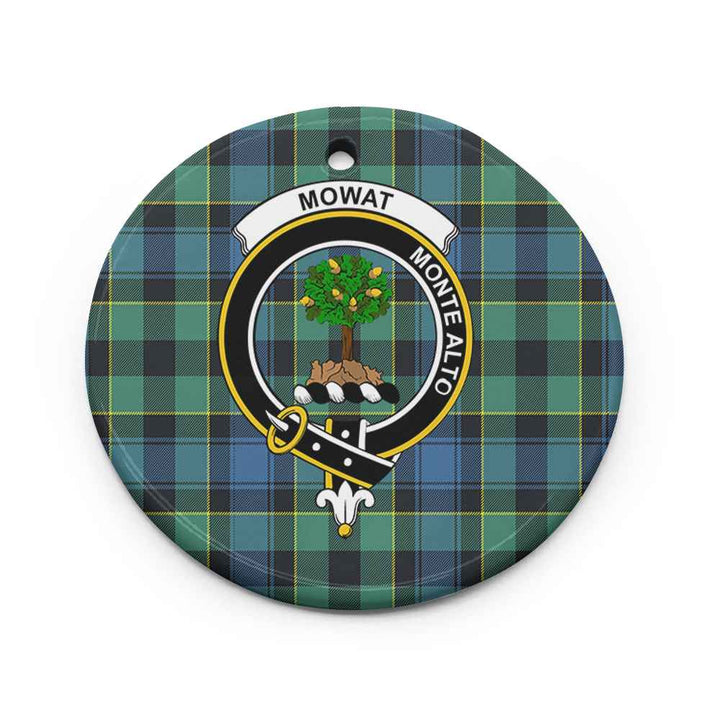 Scottish Mowat (of Inglistoun) Clan Crest Tartan Ceramic Ornament Circle Shape Tartan Plaid