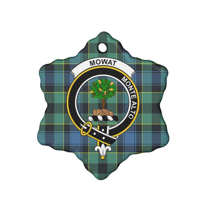 Scottish Mowat (of Inglistoun) Clan Crest Tartan Ceramic Ornament Snow Flake Shape Tartan Plaid