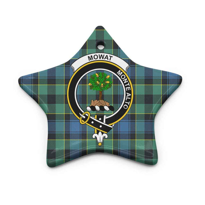 Scottish Mowat (of Inglistoun) Clan Crest Tartan Ceramic Ornament Star Shape Tartan Plaid