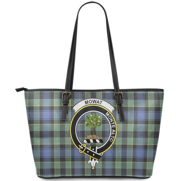 Scottish Mowat (of Inglistoun) Clan Crest Tartan Leather Tote Tartan Plaid