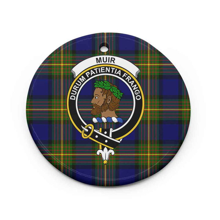 Scottish Muir Clan Crest Tartan Ceramic Ornament Circle Shape Tartan Plaid