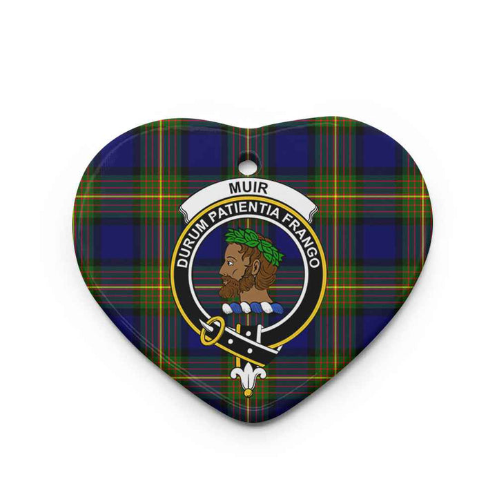 Scottish Muir Clan Crest Tartan Ceramic Ornament Heart Shape Tartan Plaid