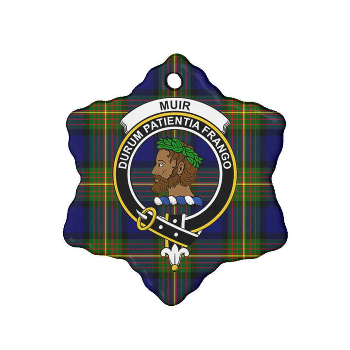 Scottish Muir Clan Crest Tartan Ceramic Ornament Snow Flake Shape Tartan Plaid