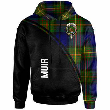 Scottish Muir Clan Crest Tartan Curve Hoodie Front Side Tartan Plaid