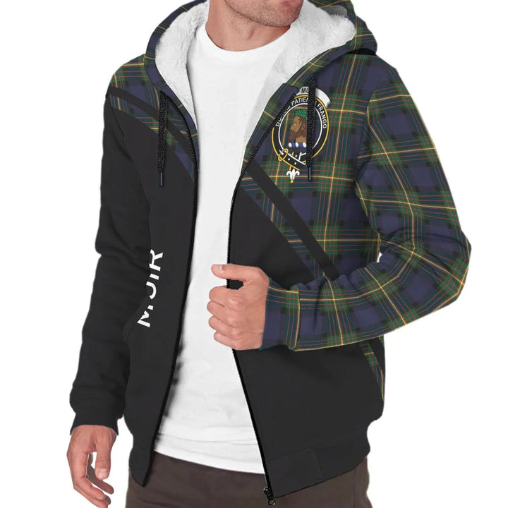 Scottish Muir Clan Crest Tartan Curve Sherpa Hoodie
