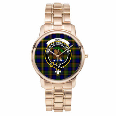 Scottish Muir Clan Crest Tartan Folding Clasp Steel Quartz Watches Tartan Plaid Rose Gold 1