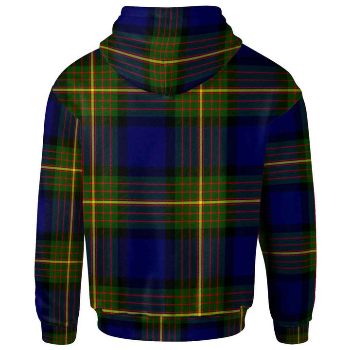 Scottish Muir Clan Crest Tartan Hoodie Back Side Tartan Plaid