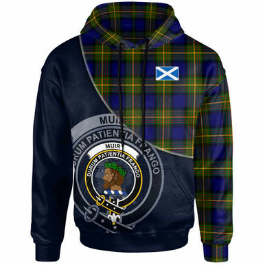 Scottish Muir Clan Crest Tartan Hoodie - Bend Style Front Side Tartan Plaid