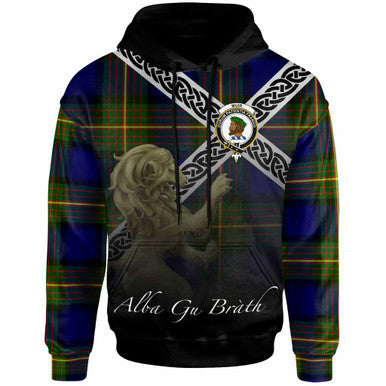Scottish Muir Clan Crest Tartan Hoodie - Scotland Lion Front Side Tartan Plaid