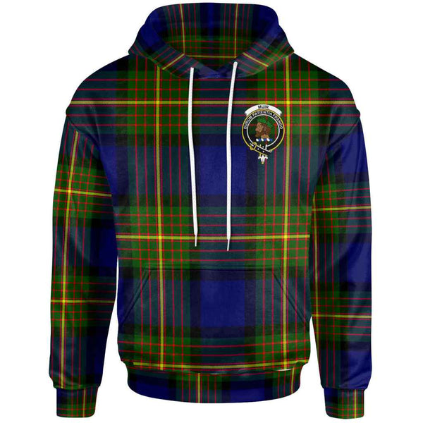 Scottish Muir Clan Crest Tartan Hoodie Front Side Tartan Plaid