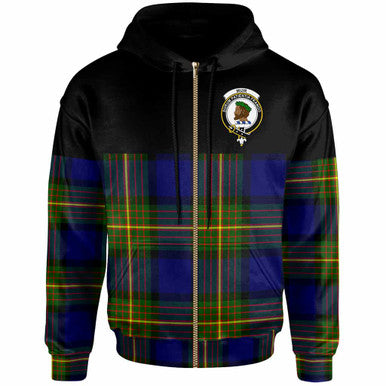 Scottish Muir Clan Crest Tartan Hoodie - Horizontal Style Zip-up Tartan Plaid
