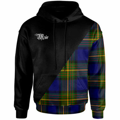 Scottish Muir Clan Crest Tartan Hoodie - Military Logo Front Side Tartan Plaid