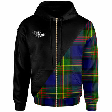 Scottish Muir Clan Crest Tartan Hoodie - Military Logo Zip-up Tartan Plaid