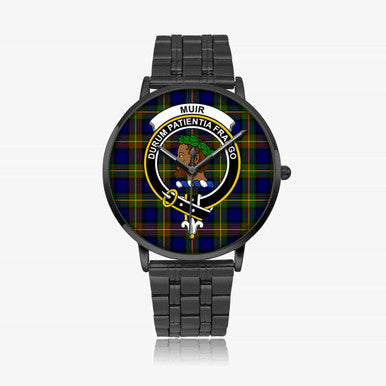 Scottish Muir Clan Crest Tartan Instafamous Steel Quartz Watches Tartan Plaid Black 1