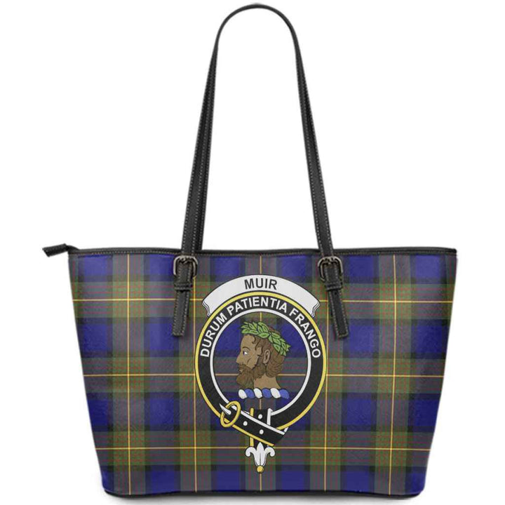 Scottish Muir Clan Crest Tartan Leather Tote Tartan Plaid
