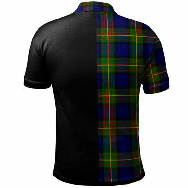 Scottish Muir Clan Crest Tartan Polo Shirt - Half in Me Back Side Tartan Plaid