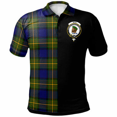 Scottish Muir Clan Crest Tartan Polo Shirt - Half in Me Front Side Tartan Plaid