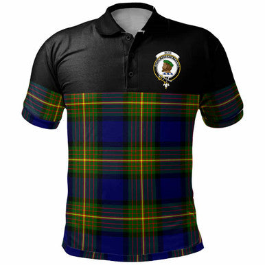 Scottish Muir Clan Crest Tartan Polo Shirt - Horizontal Style Front Side Tartan Plaid