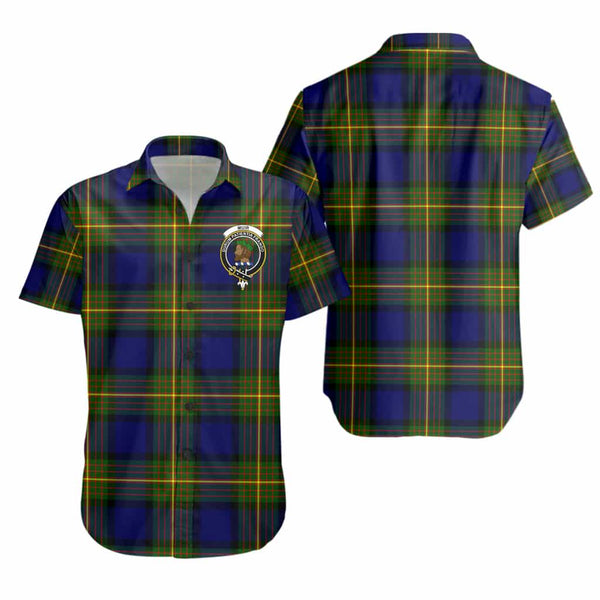 Scottish Muir Clan Crest Tartan Short Sleeve Shirt Tartan Plaid