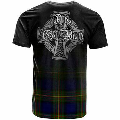 Scottish Muir Clan Crest Tartan T-Shirt - Alba Gu Brath Family Crest Celtic Inspired Back Side Tartan Plaid
